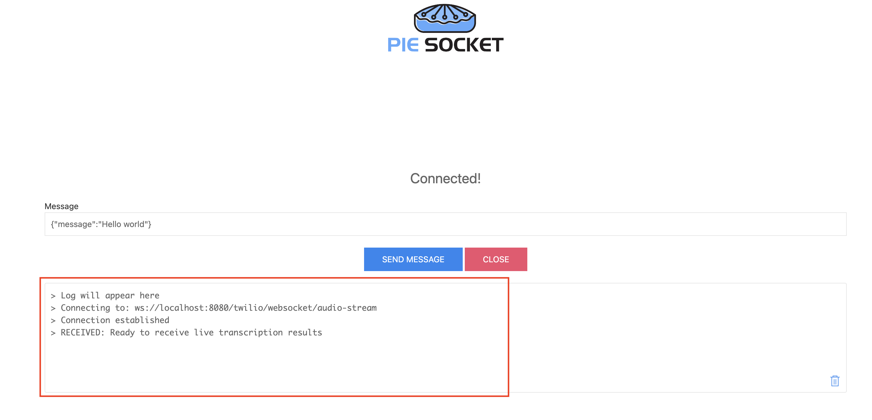 Connect PieSocket Result